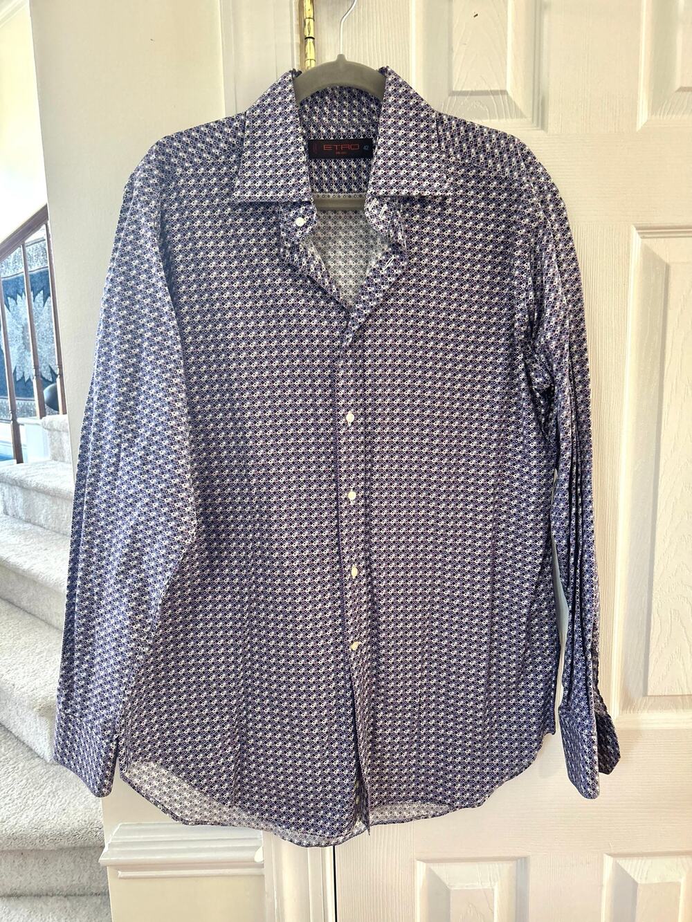 Etro Purple Micro Dot Print Button Down Collared Dress Shirt